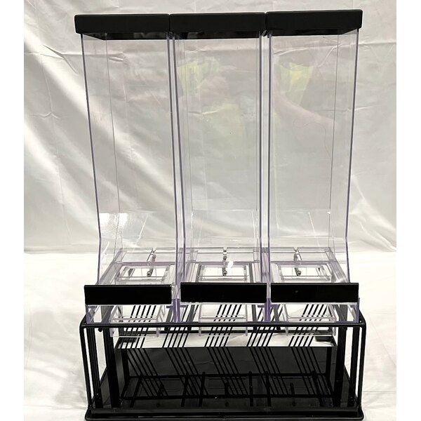 Scratch and Dent Cal-Mil 4108-13 Portland Black 10 Liter Triple Canister Cereal Dispenser
