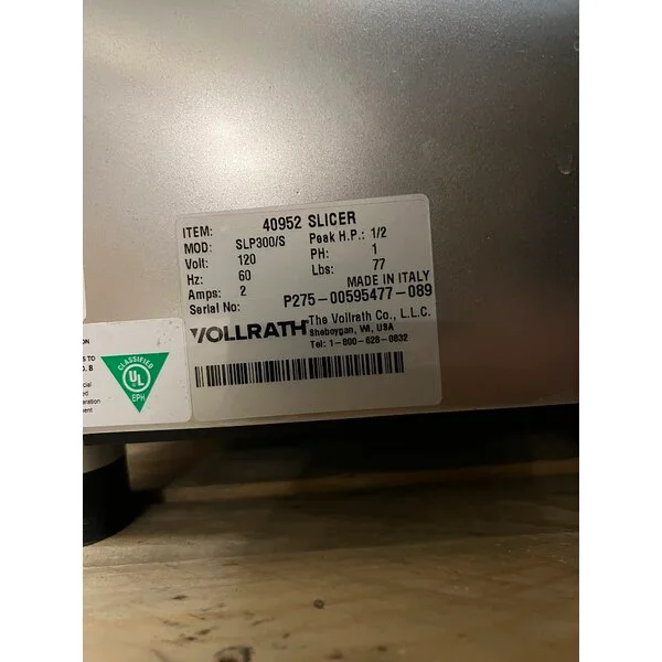 Scratch and Dent Vollrath 40952 12" Heavy Duty Meat Slicer with Safe Blade Removal System - 1/2 hp