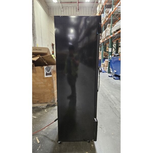 Scratch and Dent MainStreet Equipment GMC-12 23 5/8" Black Swing Glass Door Merchandiser Refrigerator - 120V