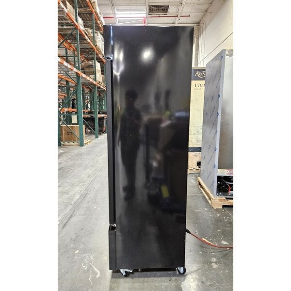Scratch and Dent MainStreet Equipment GMC-12 23 5/8" Black Swing Glass Door Merchandiser Refrigerator - 120V