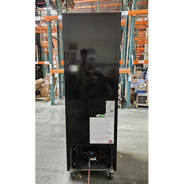 Scratch and Dent MainStreet Equipment GMC-12 23 5/8" Black Swing Glass Door Merchandiser Refrigerator - 120V