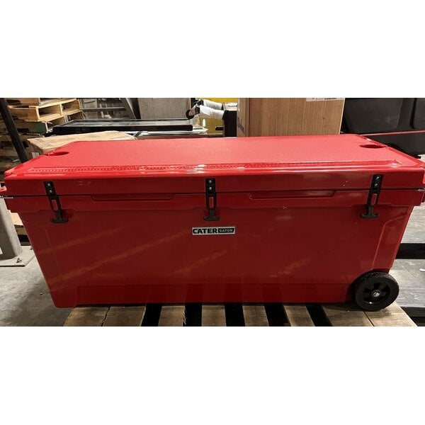 Scratch and Dent CaterGator CG200RDW Red 210 Qt. Mobile Rotomolded Outdoor Cooler / Ice Chest