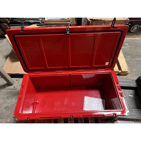 Scratch and Dent CaterGator CG200RDW Red 210 Qt. Mobile Rotomolded Outdoor Cooler / Ice Chest