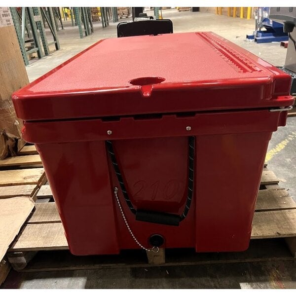 Scratch and Dent CaterGator CG200RDW Red 210 Qt. Mobile Rotomolded Outdoor Cooler / Ice Chest