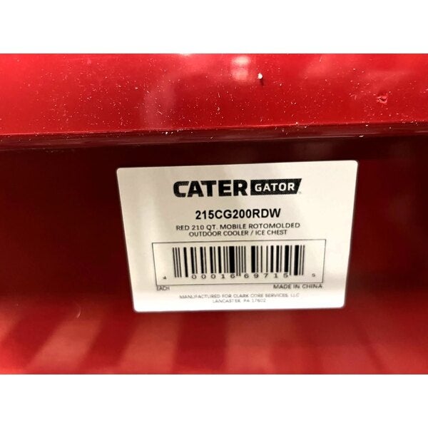 Scratch and Dent CaterGator CG200RDW Red 210 Qt. Mobile Rotomolded Outdoor Cooler / Ice Chest