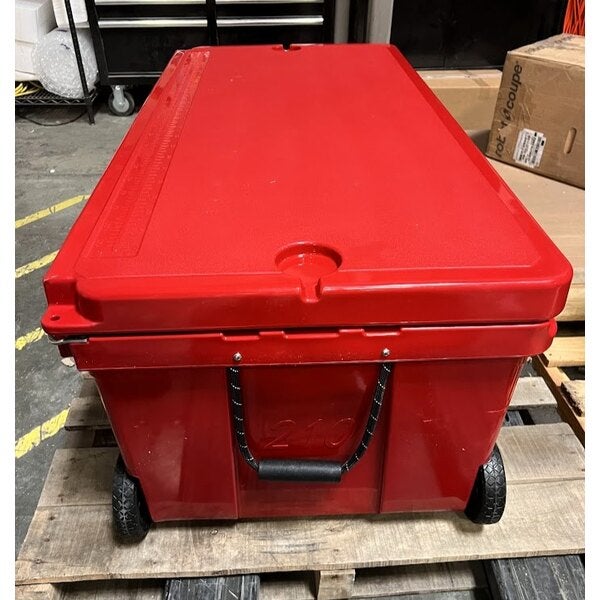 Scratch and Dent CaterGator CG200RDW Red 210 Qt. Mobile Rotomolded Outdoor Cooler / Ice Chest