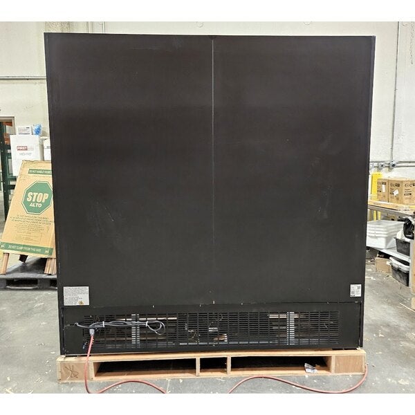 Scratch and Dent Avantco GDC-69-HC 78 1/4" Black Swing Glass Door Merchandiser Refrigerator with LED Lighting