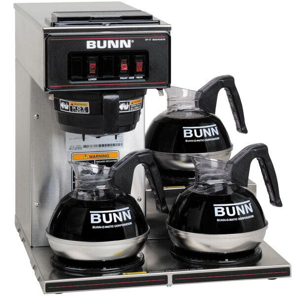 Scratch and Dent Bunn 13300.0003 VP17-3 Low Profile Pourover Coffee Brewer with 3 Warmers