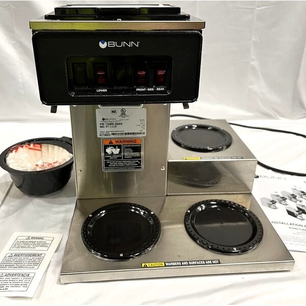 Scratch and Dent Bunn 13300.0003 VP17-3 Low Profile Pourover Coffee Brewer with 3 Warmers