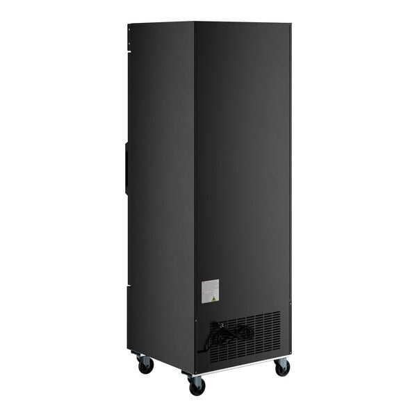 Scratch and Dent Avantco GDC-23-HC 28 3/8" Black Left-Hinged Swing Glass Door Merchandiser Refrigerator with LED Lighting