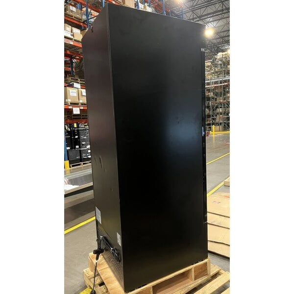 Scratch and Dent Avantco GDC-23-HC 28 3/8" Black Left-Hinged Swing Glass Door Merchandiser Refrigerator with LED Lighting