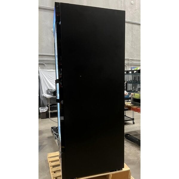 Scratch and Dent Avantco GDC-23-HC 28 3/8" Black Left-Hinged Swing Glass Door Merchandiser Refrigerator with LED Lighting