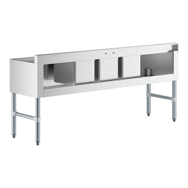 Scratch and Dent Regency 72" x 18 3/4" Three Bowl Underbar Sink with Two Large Drainboards