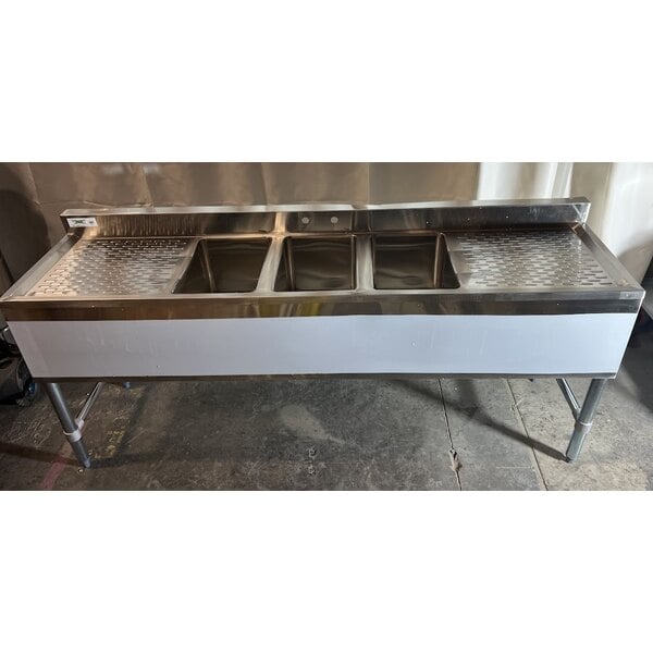 Scratch and Dent Regency 72" x 18 3/4" Three Bowl Underbar Sink with Two Large Drainboards