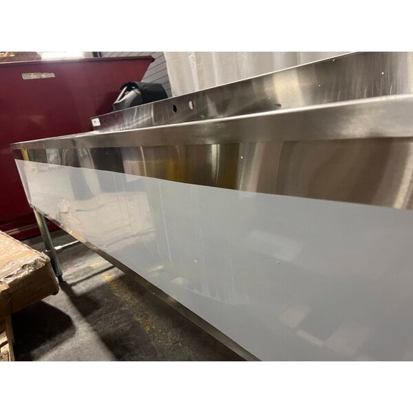 Scratch and Dent Regency 72" x 18 3/4" Three Bowl Underbar Sink with Two Large Drainboards