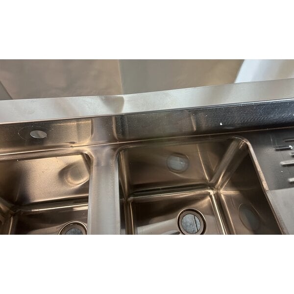 Scratch and Dent Regency 72" x 18 3/4" Three Bowl Underbar Sink with Two Large Drainboards