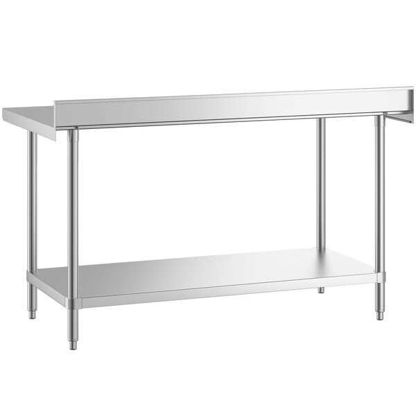 Scratch and Dent Regency Spec Line 30" x 60" 14 Gauge Stainless Steel Commercial Work Table with 4" Backsplash and Undershelf
