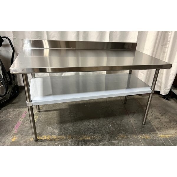 Scratch and Dent Regency Spec Line 30" x 60" 14 Gauge Stainless Steel Commercial Work Table with 4" Backsplash and Undershelf