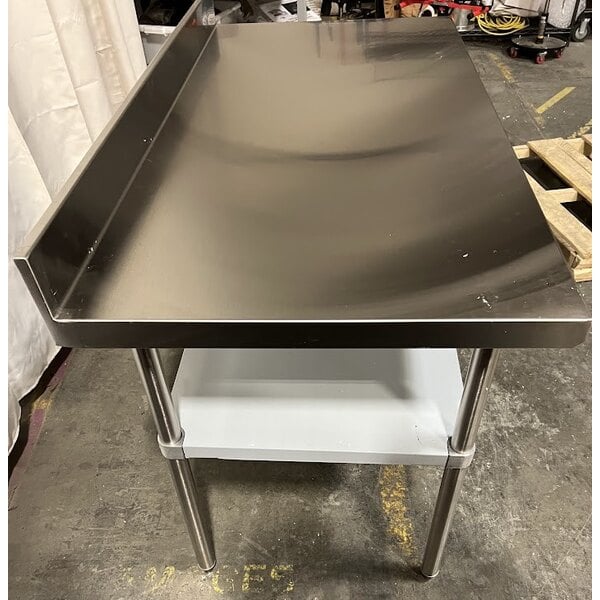 Scratch and Dent Regency Spec Line 30" x 60" 14 Gauge Stainless Steel Commercial Work Table with 4" Backsplash and Undershelf