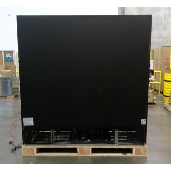Scratch and Dent Avantco GDC-69-HC 78 1/4" Black Swing Glass Door Merchandiser Refrigerator with LED Lighting