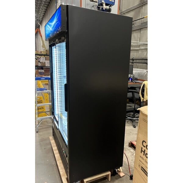 Scratch and Dent Avantco GDS-47-HC 53" Black Sliding Glass Door Merchandiser Refrigerator with LED Lighting