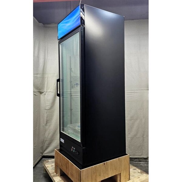 Scratch and Dent Avantco GDC-12F-HC 27" Black Swing Glass Door Merchandiser Freezer with LED Lighting