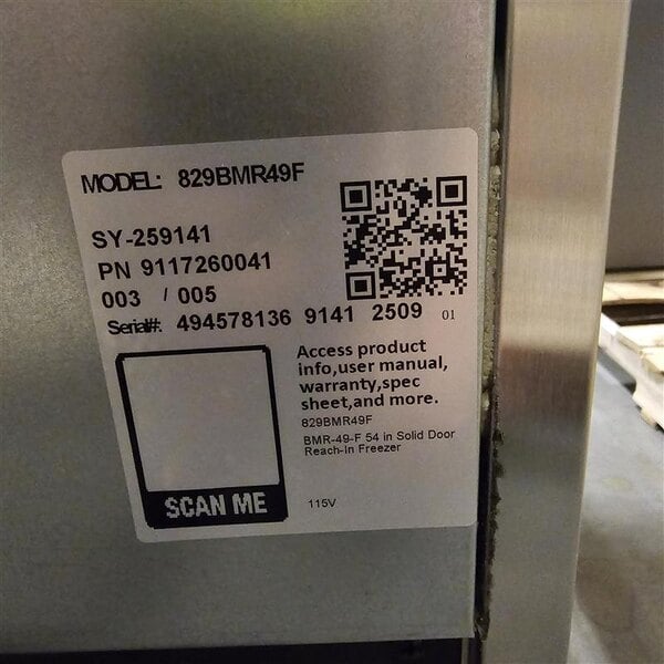 Scratch and Dent MainStreet Equipment BMR-49-F 54" Solid Door Reach-In Freezer