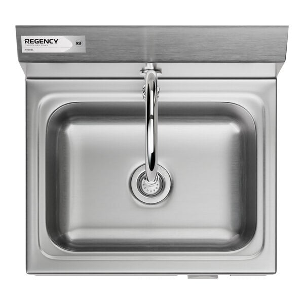 Scratch and Dent Regency 17" x 15" Wall Mounted Hands-Free Hand Sink with Knee Operated Valve