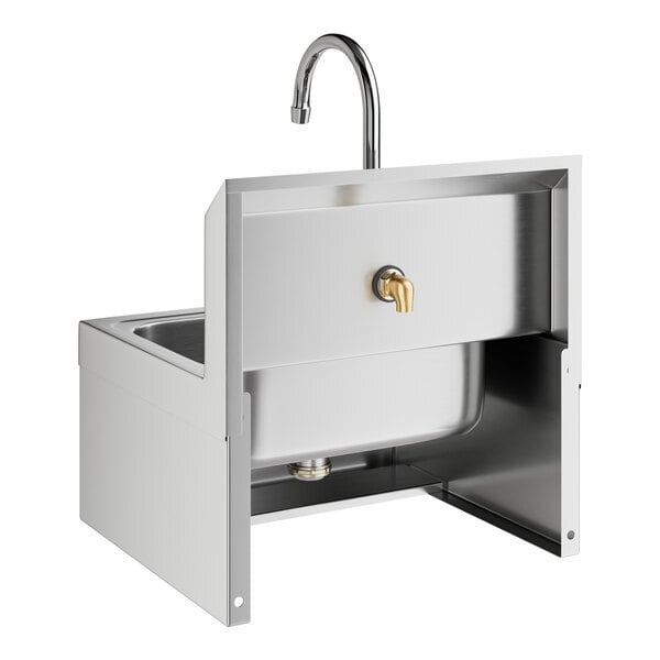 Scratch and Dent Regency 17" x 15" Wall Mounted Hands-Free Hand Sink with Knee Operated Valve