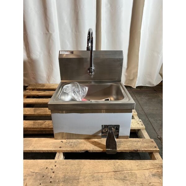 Scratch and Dent Regency 17" x 15" Wall Mounted Hands-Free Hand Sink with Knee Operated Valve