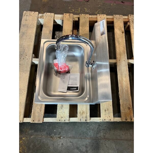 Scratch and Dent Regency 17" x 15" Wall Mounted Hands-Free Hand Sink with Knee Operated Valve