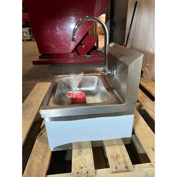 Scratch and Dent Regency 17" x 15" Wall Mounted Hands-Free Hand Sink with Knee Operated Valve