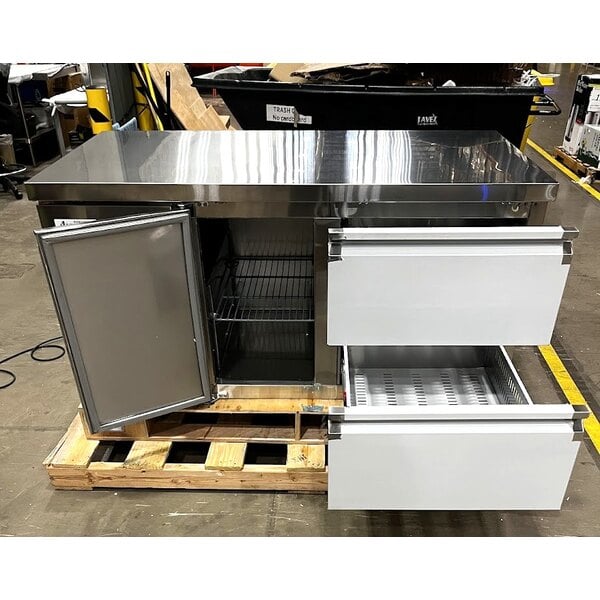 Scratch and Dent Avantco SS-UD-260RB 60" Stainless Steel Extra Deep Undercounter Refrigerator with 2 Right Drawers and 1 Door