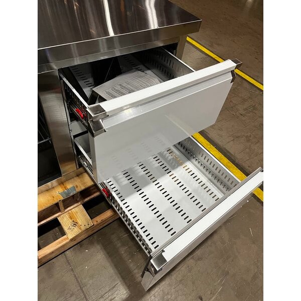 Scratch and Dent Avantco SS-UD-260RB 60" Stainless Steel Extra Deep Undercounter Refrigerator with 2 Right Drawers and 1 Door