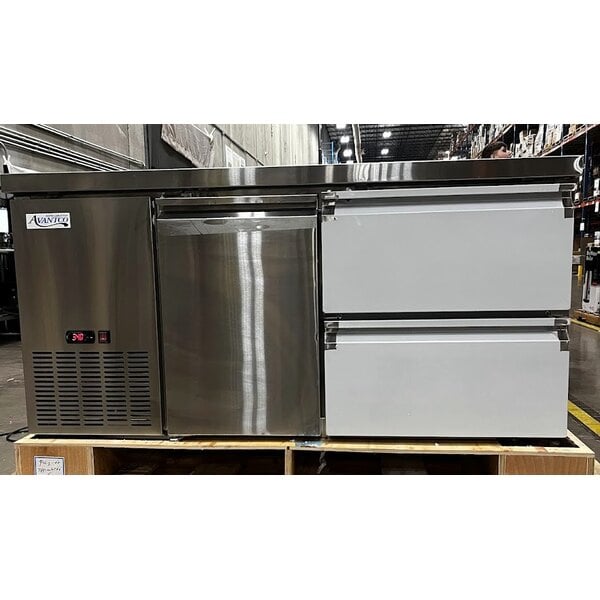 Scratch and Dent Avantco SS-UD-260RB 60" Stainless Steel Extra Deep Undercounter Refrigerator with 2 Right Drawers and 1 Door