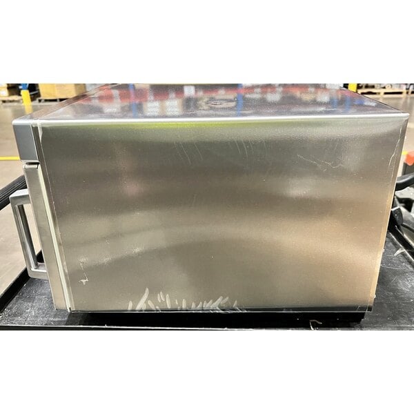 Scratch and Dent Solwave Ameri-Series Space Saver Heavy-Duty Stainless Steel Commercial Microwave with Push Button Controls - 120V, 1,200W