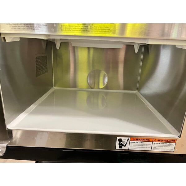 Scratch and Dent Solwave Ameri-Series Space Saver Heavy-Duty Stainless Steel Commercial Microwave with Push Button Controls - 120V, 1,200W
