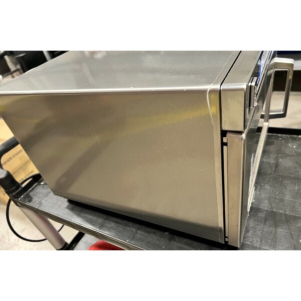 Scratch and Dent Solwave Ameri-Series Space Saver Heavy-Duty Stainless Steel Commercial Microwave with Push Button Controls - 120V, 1,200W