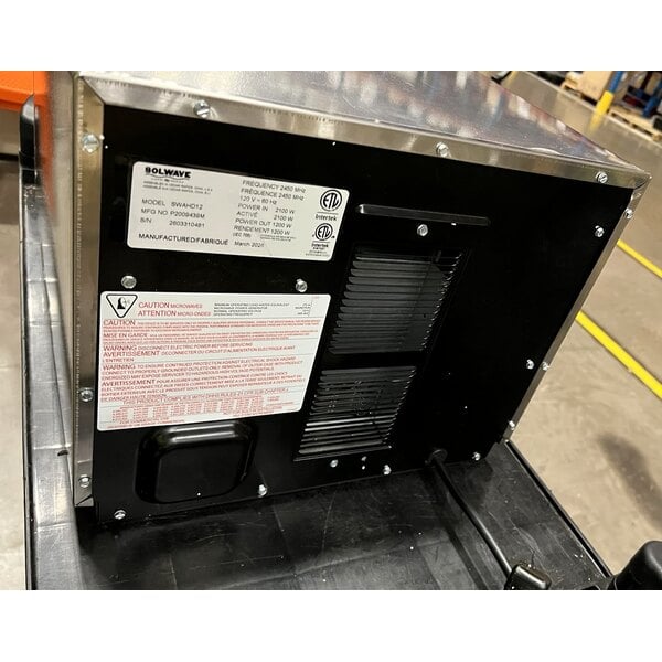Scratch and Dent Solwave Ameri-Series Space Saver Heavy-Duty Stainless Steel Commercial Microwave with Push Button Controls - 120V, 1,200W