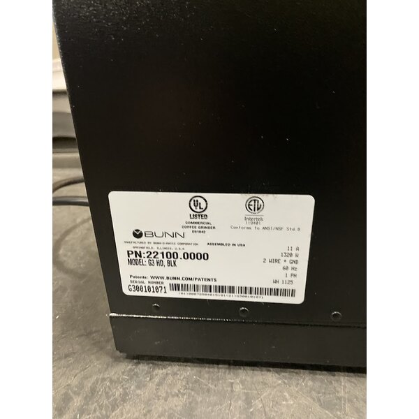 Scratch and Dent Bunn 22100.0000 G3 HD 3 lb. Black Bulk Coffee Grinder