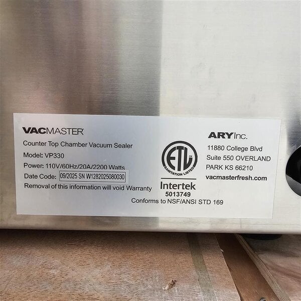 Scratch and Dent ARY VacMaster VP320 Chamber Tabletop Vacuum Packaging Machine with 16" Seal Bar