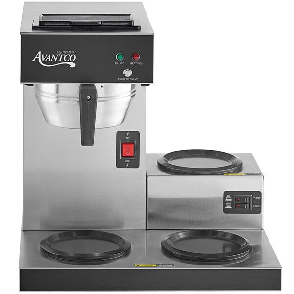 Scratch and Dent Avantco CMA3L Automatic Coffee Maker with 3 Lower Decanter Warmers - 120V, 1650W