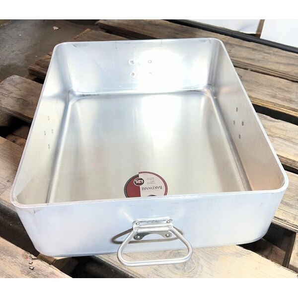 Scratch and Dent Vollrath 68391 Wear-Ever 42 Qt. Aluminum Roasting Pan with Handles - 20 7/8" x 17 3/8" x 7"