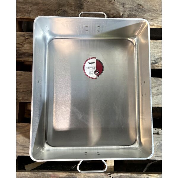 Scratch and Dent Vollrath 68391 Wear-Ever 42 Qt. Aluminum Roasting Pan with Handles - 20 7/8" x 17 3/8" x 7"