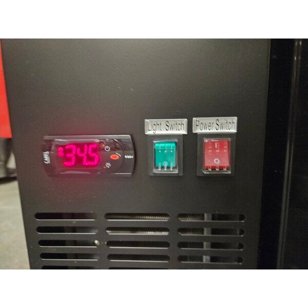 Scratch and Dent Avantco UBB-48G-HC 48" Black Counter Height Narrow Glass Door Back Bar Refrigerator with LED Lighting