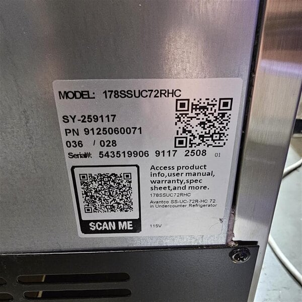 Scratch and Dent Avantco SS-UC-72R-HC 72" Stainless Steel ADA Height Undercounter Refrigerator
