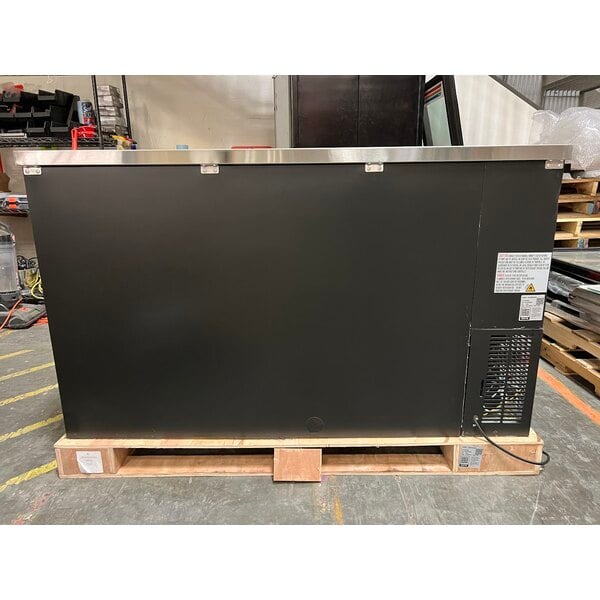 Scratch and Dent Avantco UBB-60G-HC 60" Black Counter Height Narrow Glass Door Back Bar Refrigerator with LED Lighting