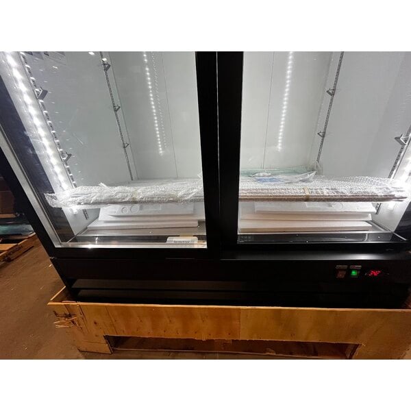 Scratch and Dent Avantco GDC-49-HC 53" Black Swing Glass Door Merchandiser Refrigerator with LED Lighting