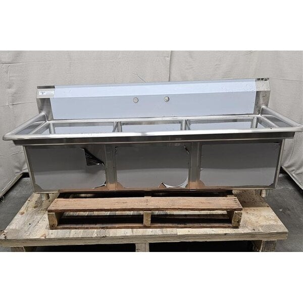 Scratch and Dent Steelton 59 1/2" Three Compartment Commercial Sink