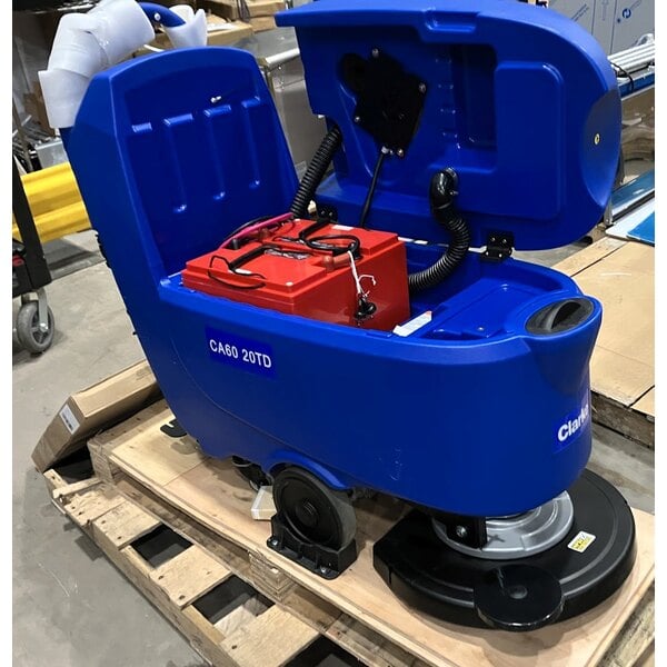 Scratch and Dent Clarke CA60 20DT 20" AGM Cordless Walk Behind Disc Floor Scrubber with Traction Drive - 16 Gallon